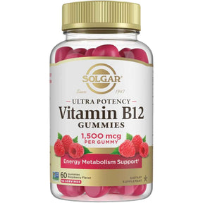 Solgar Vitamina B12 1500 mg - Sabor Frambuesa - 60 Gomitas - Haz Tu Pedido