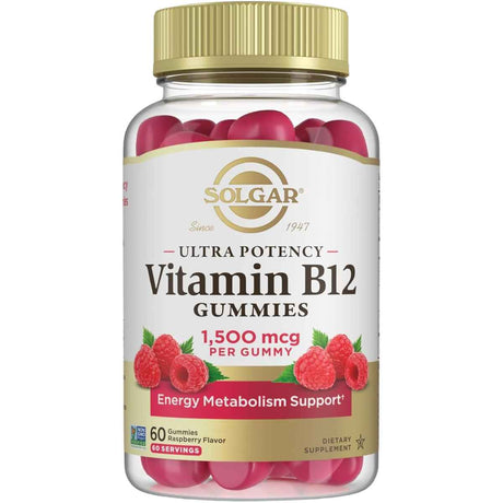 Solgar Vitamina B12 1500 mg - Sabor Frambuesa - 60 Gomitas - Haz Tu Pedido
