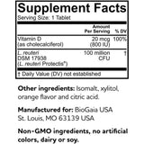 BioGaia Probiótico Con Vitamina D Para Niños - Sabor Naranja - 30 Tabletas Masticable - Tabla Nutricional - Haz Tu Pedido