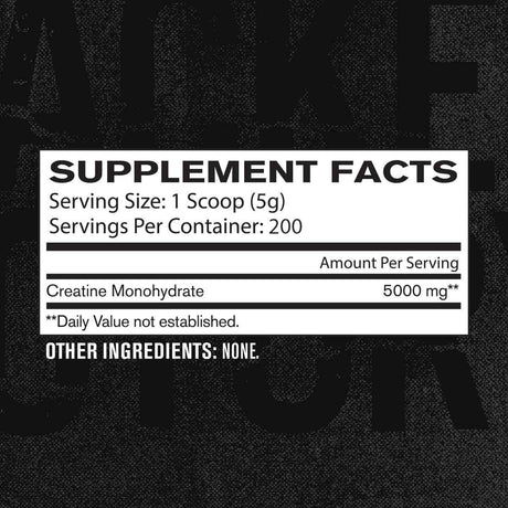 Jacked Factory Monohidrato de Creatina 5000 mg - 1000 g - Tabla Nutricional - Haz Tu Pedido