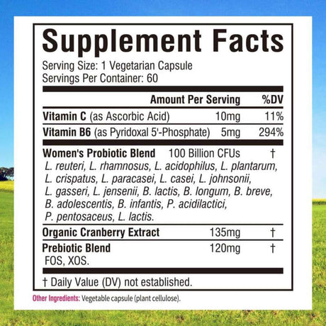 Innate Vitality Probióticos para Mujeres 100 Mil Millones CFU - 60 Cápsulas Vegetarianas - Tabla Nutricional - Haz Tu Pedido
