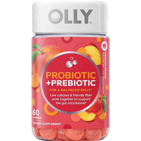 OLLY Probióticos Con Prebióticos 500 Mil Millones CFU - Sabor Melocotón - 60 Gomitas - Haz Tu Pedido