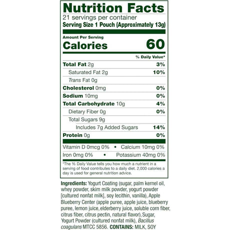 Align Probiotic Probiótico Recubierto De Yogur - Sabor Manzana Arándano - 21 Bolsas - Tabla Nutricional - Haz Tu Pedido