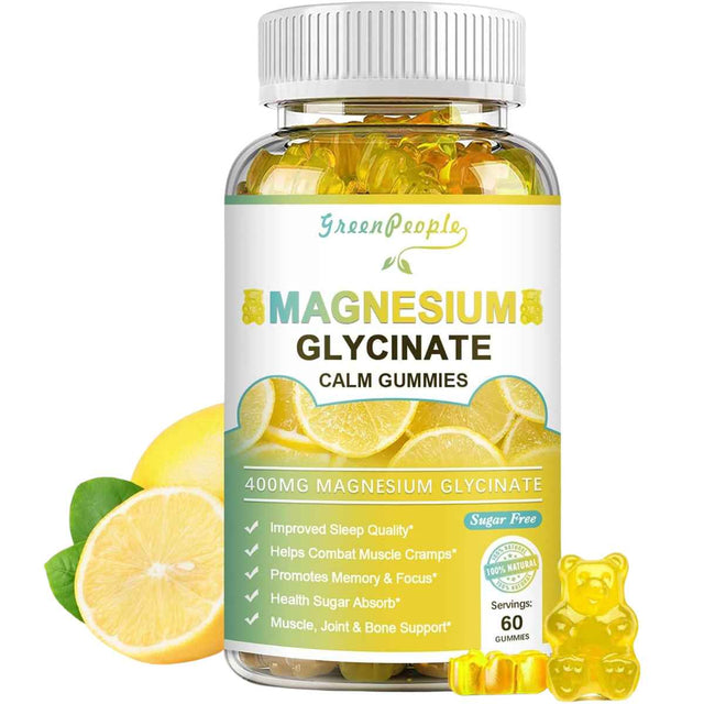 GreenPeople Suplemento de Gomitas de Glicinato de Magnesio 400 mg - Sabor Limón - 60 Gomitas - Haz Tu Pedido