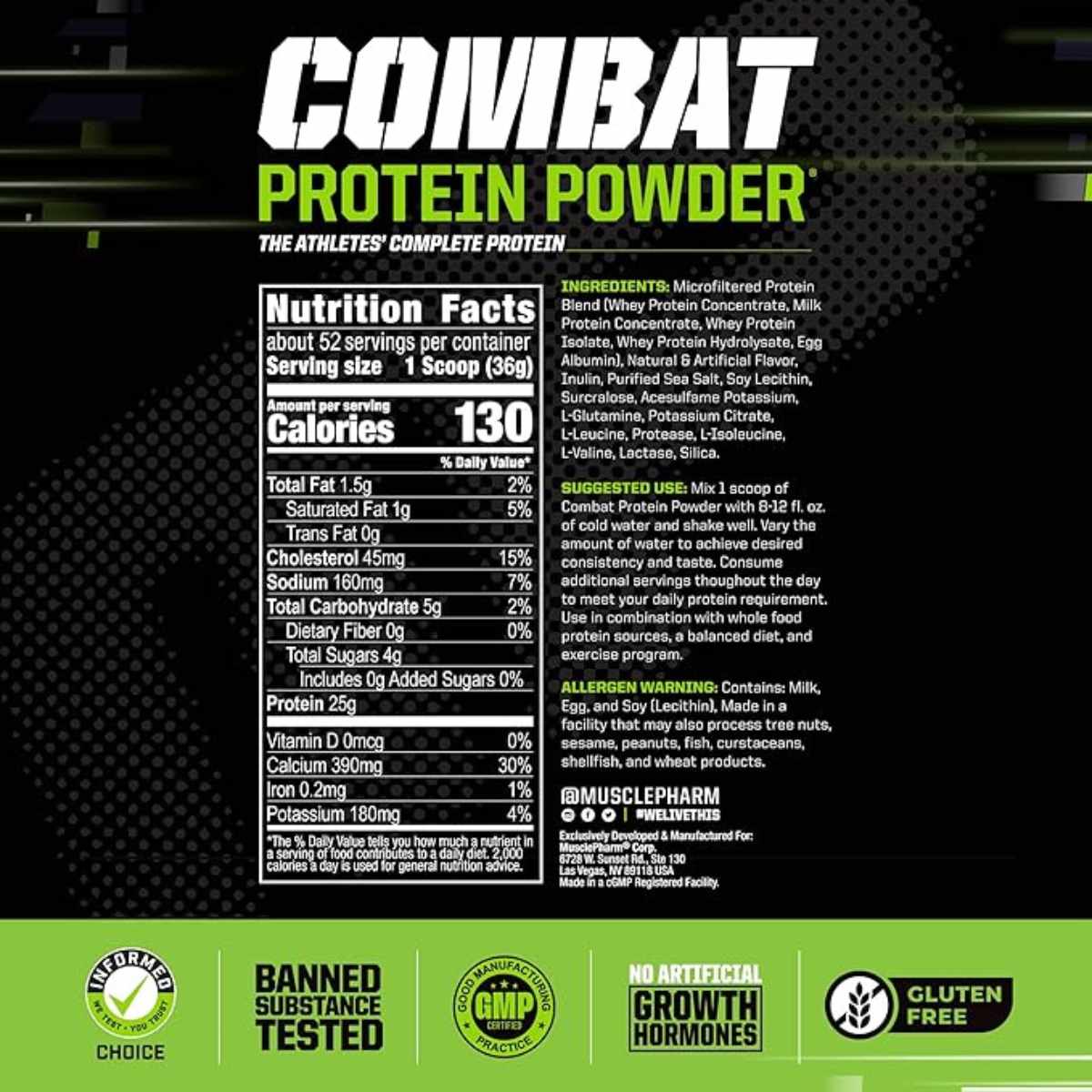 MusclePharm Proteína en Polvo - Sabor Horchata - 4 lb - Tabla Nutricional - Haz Tu Pedido