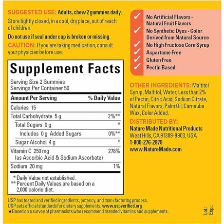 Nature Made Vitamina C - Sabor Naranja - 100 Gomitas