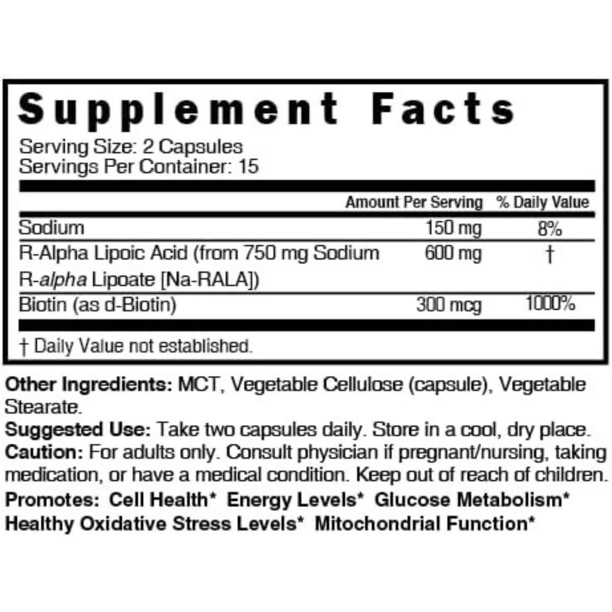 Nature's Fusions Ácido Alfa Lipoico 600 mg - Cápsulas Veganas