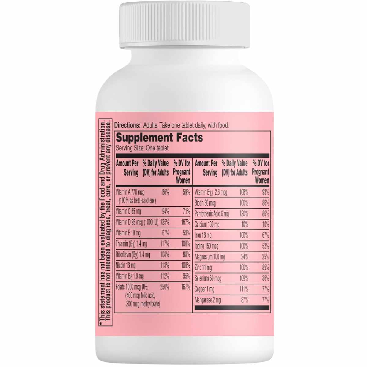 One A Day Multivitamínico Prenatal - 60 Tabletas - Tabla Nutricional - Haz Tu Pedido
