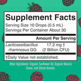 MaryRuth Organics Raspberry 2 Mil Millones CFU - Sabor Frambuesa - 15 ml - Tabla Nutricional - Haz Tu Pedido