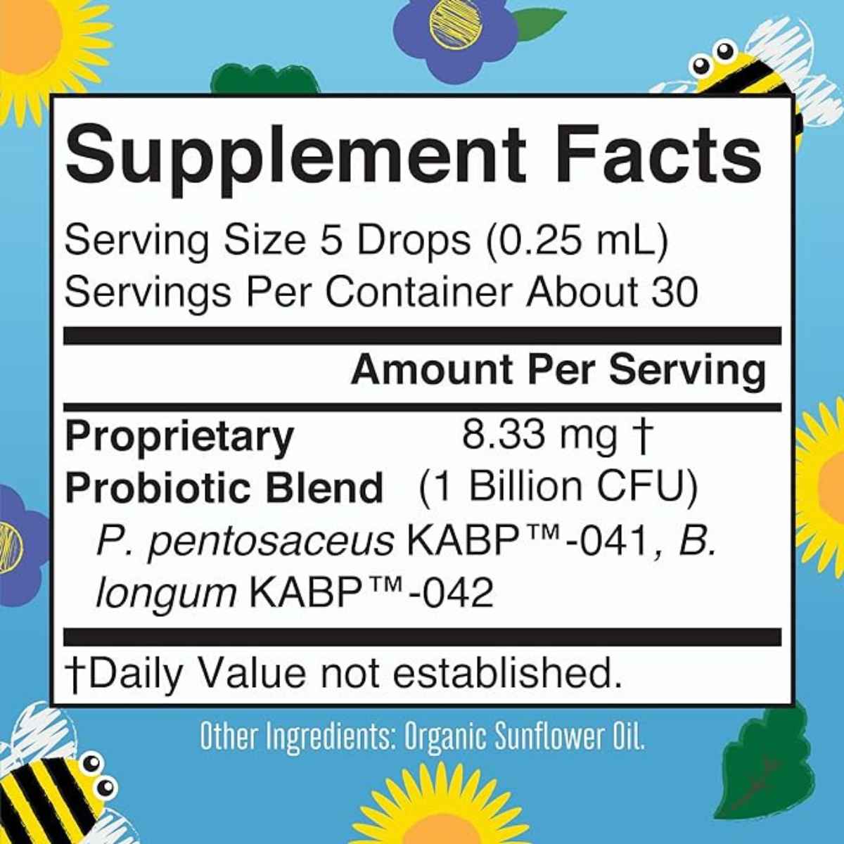 MaryRuth Organics Gotas Líquidas Probióticas de Precisión Orgánicas para Cólico Infantil 1 Mil Millones CFU - 8 ml - Tabla Nutricional - Haz Tu Pedido