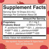 MaryRuth Organics Probiótico para Mujer Digestión Óptima 2 Mil Millones CFU - Sabor Frambuesa - 15 ml - Tabla Nutricional - Haz Tu Pedido