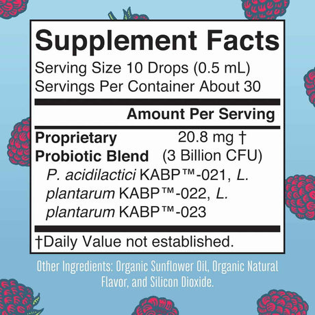 MaryRuth Organics Probiótico Digestivo para Mujeres Mayores de 40 3 Mil Millones CFU - Sabor Frambuesa - 15 ml - Tabla Nutricional - Haz Tu Pedido