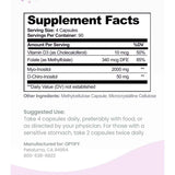 Optify Myo y D-Chiro Inositol con Folato y Vitamina D - 360 Cápsulas Vegetarianas - Tabla Nutricional - Haz Tu Pedido