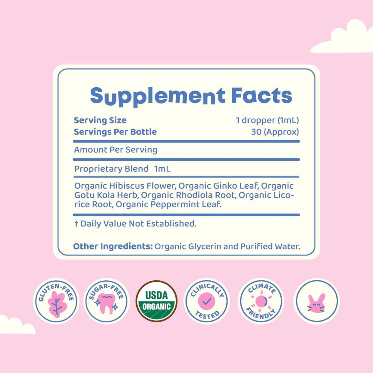JoySpring Gotas Orgánicas de Apoyo Cerebral para Niños - 60 ml - Tabla Nutricional - Haz Tu Pedido