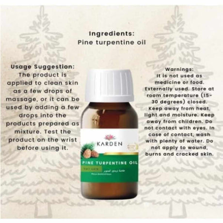 Karden Aceite de Trementina de Pino - 50 ml - Tabla Nutricional - Haz Tu Pedido