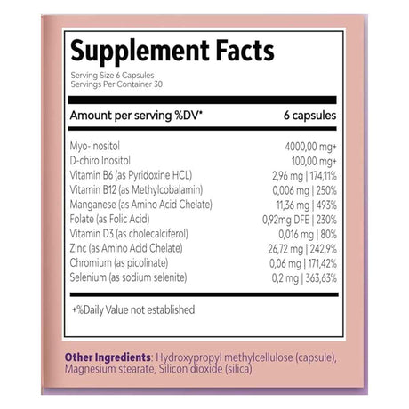 QSTA Inositol 9 en 1 para Equilibrio Hormonal 4100 mg - 180 Cápsulas Veganas - Tabla Nutricional - Haz Tu Pedido
