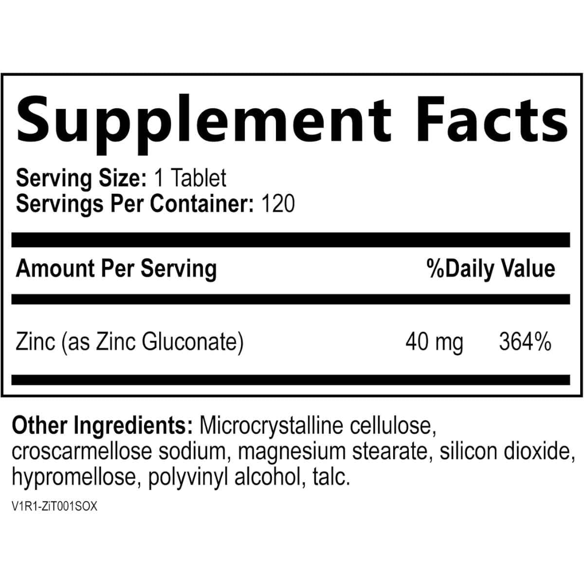 Built By Nature - Gluconato de Zinc (40 mg - 120 Tabletas)
