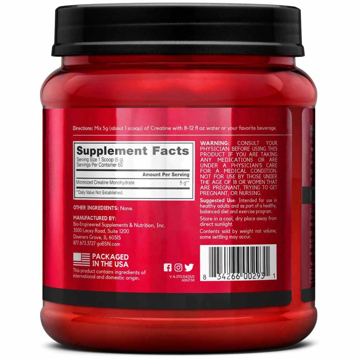 Descubre el Monohidrato de Creatina Micronizada sin sabor de BSN, una opción de alta calidad para potenciar tu rendimiento físico y alcanzar tus objetivos deportivos.