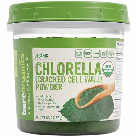  Potencia tu salud con BareOrganics: Polvo Orgánico de Chlorella, 227 g de pura vitalidad.