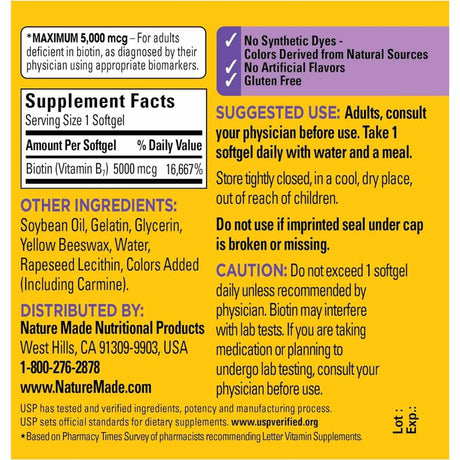 "Suplemento de Biotina de Alta Potencia 5000 mcg"