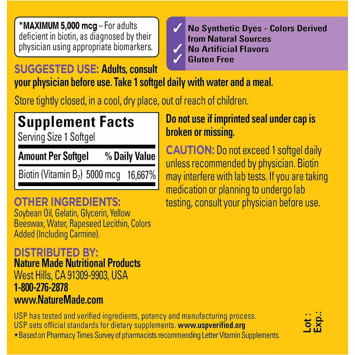 "Suplemento de Biotina de Alta Potencia 5000 mcg"
