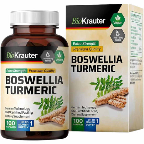  Boswellia y Cúrcuma - Potente combinación de 2100 mg en 100 Cápsulas