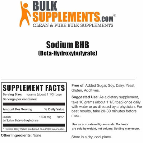  Polvo BHB de Sodio de BULKSUPPLEMENTS.COM: tu clave para la cetosis y el rendimiento óptimo. ¡Descúbrelo ahora!