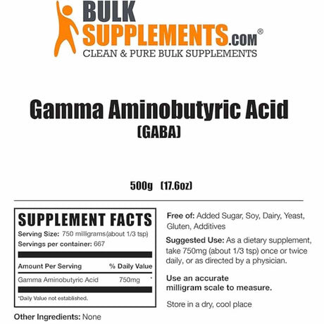  "Experimenta la serenidad con BulkSupplements GABA en Polvo. Calma mental y sueño mejorado en cada porción. Tu bienestar, nuestra prioridad. Descúbrelo ahora."