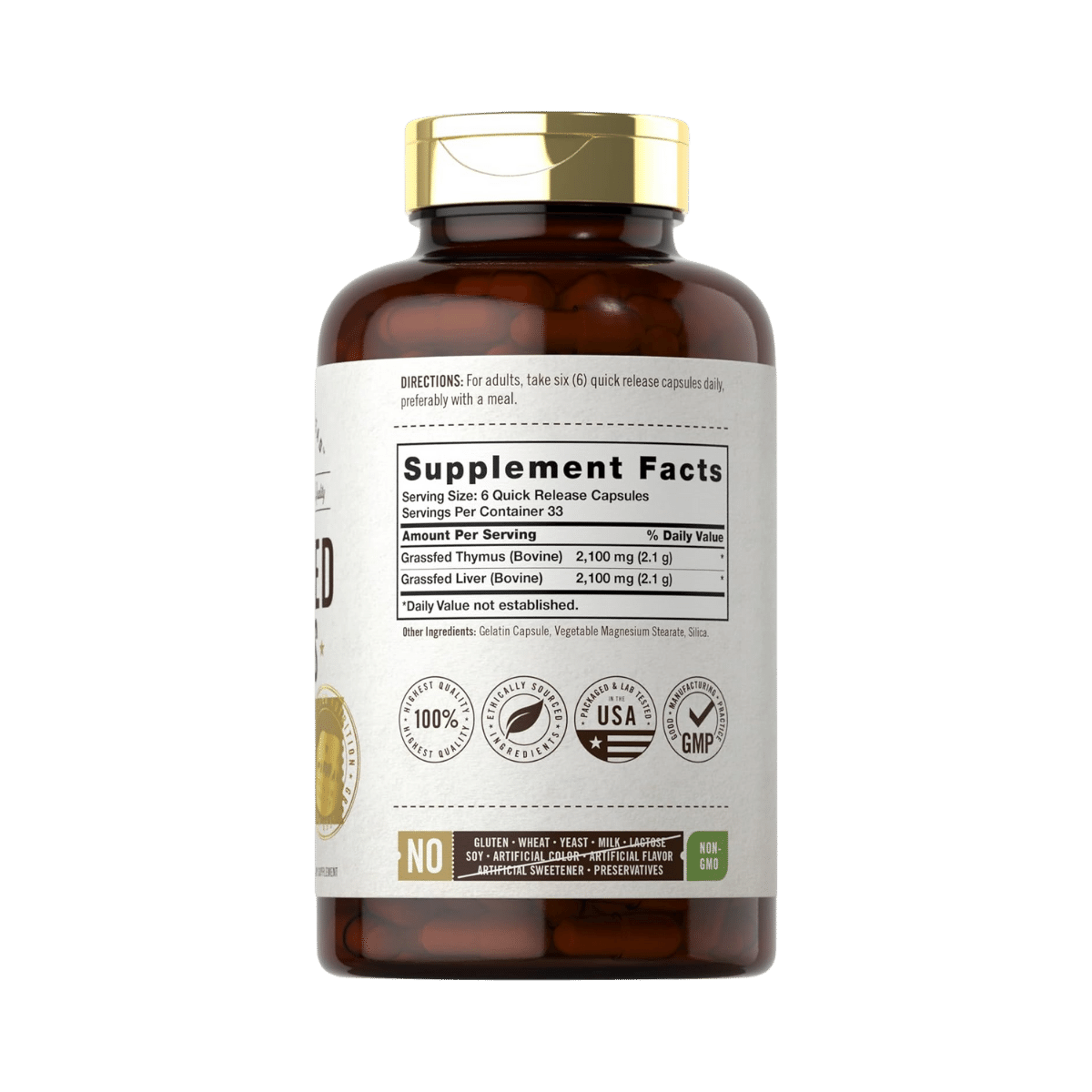 Carlyle Grass Fed Beef Thymus 2100 mg - 200 Cápsulas - Haz Tu Pedido
