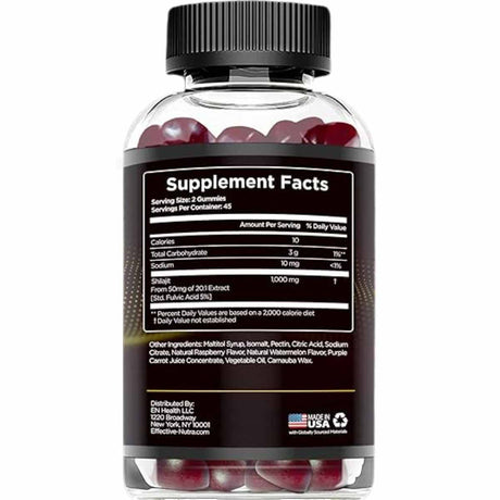  ¡Experimenta el poder del Shilajit de Efective Nutra en una presentación deliciosa de 90 gomitas sabor a frambuesa! Obtén 1000 mg de energía y vitalidad en cada mordisco.