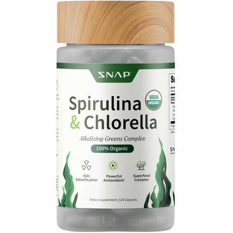 Snap Supplements Espirulina con Clorela - 120 Cápsulas