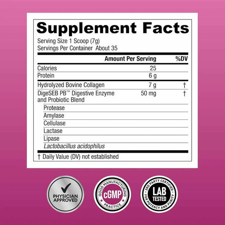 Colágeno Hidrolizado - 246 g - Tabla Nutricional - Haz Tu Pedido.