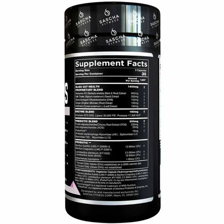 Sascha Fitness Bliss Suplemento para Salud Digestiva e Intestinal - 90 Cápsulas - 30 Porciones - Haz Tu Pedido 