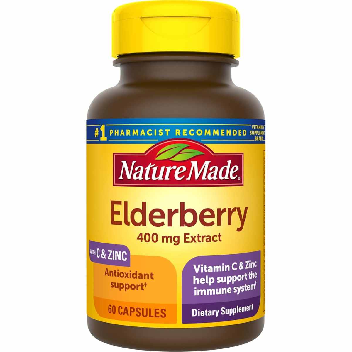 Nature Made: Combinación Potente de Saúco y Vitamina C - 400 mg - Envase de 60 Cápsulas