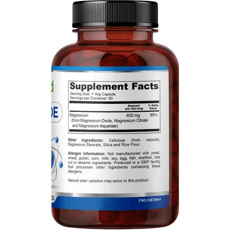 Fineland Magnexida  Energía Saludable 400 mg - 60 Cápsulas - Tabla Nutricional - Haz Tu Pedido