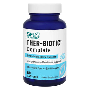 Frasco de suplemento SFI Health Ther-Biotic Complete 25 Billion CFU 60 cápsulas