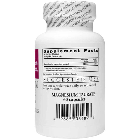 Información del suplemento de Cardiovascular Research taurato de magnesio, 60 cápsulas