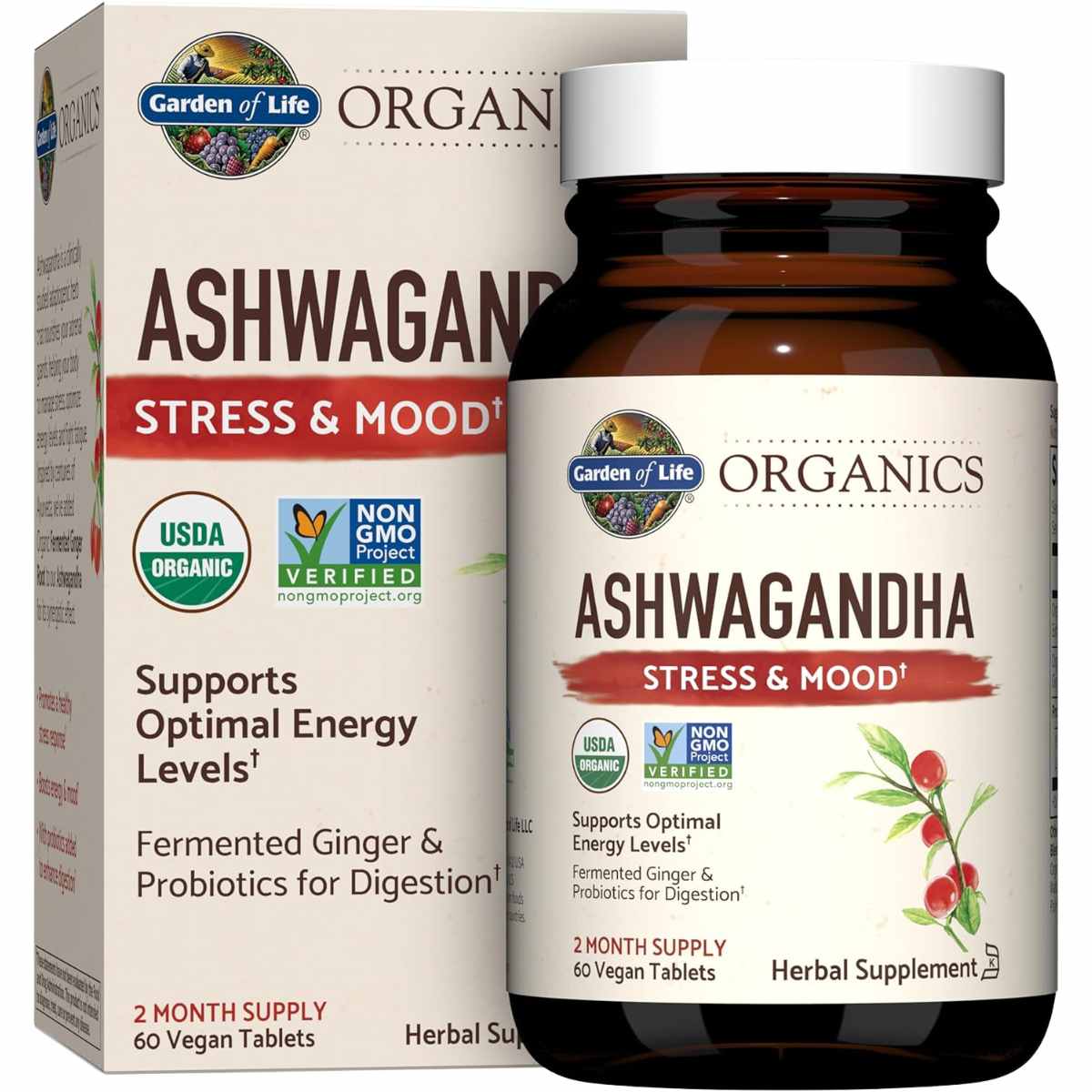 "Ashwagandha y Probióticos de Garden of Life: 60 Tabletas Veganas"