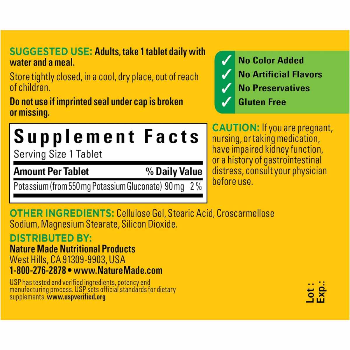 Impulsa tu salud con Gluconato de Potasio 90 mg de Nature Made, el suplemento clave para el bienestar muscular y electrolítico. Calidad y eficacia en cada dosis.