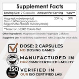 Nootropics Depot Glicinato de Magnesio 800 mg - 180 Cápsulas - Tabla Nutricional - Haz Tu Pedido