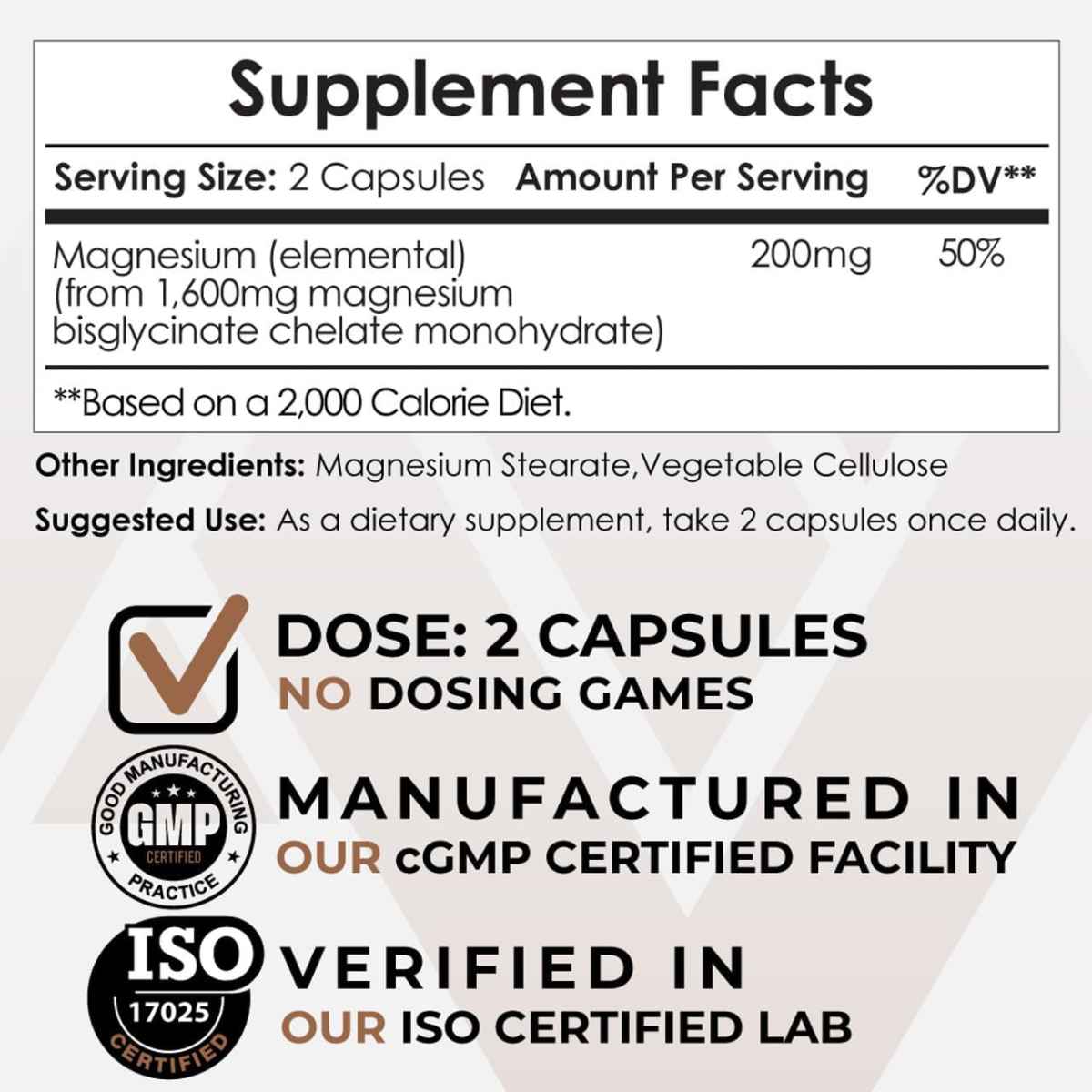 Nootropics Depot Glicinato de Magnesio 800 mg - 360 Cápsulas - Tabla Nutricional - Haz Tu Pedido