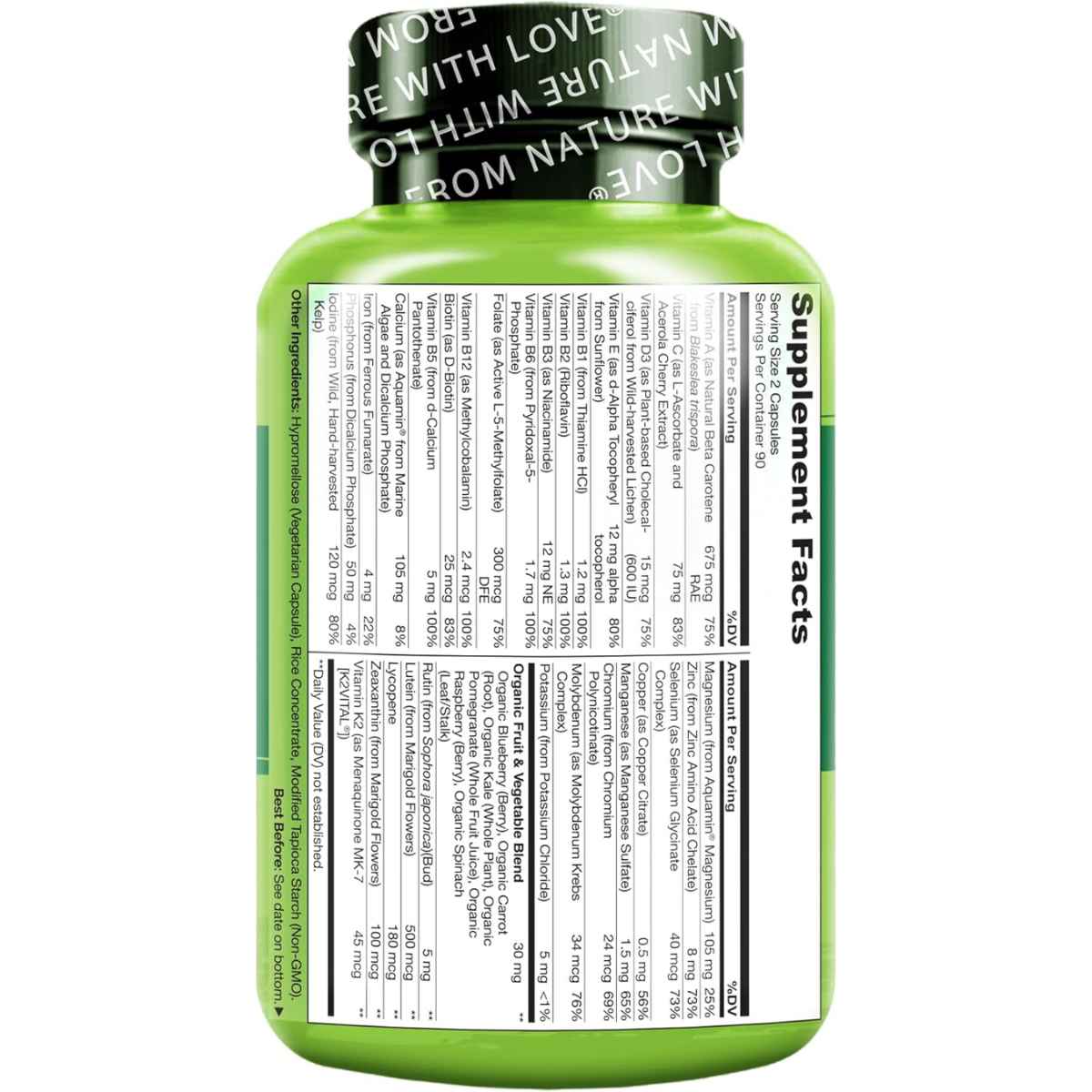 Naturelo Multivitamínico de Alimentos Integrales para Adolescentes - 180 Cápsulas Vegetarianas - Tabla Nutricional - Haz Tu Pedido