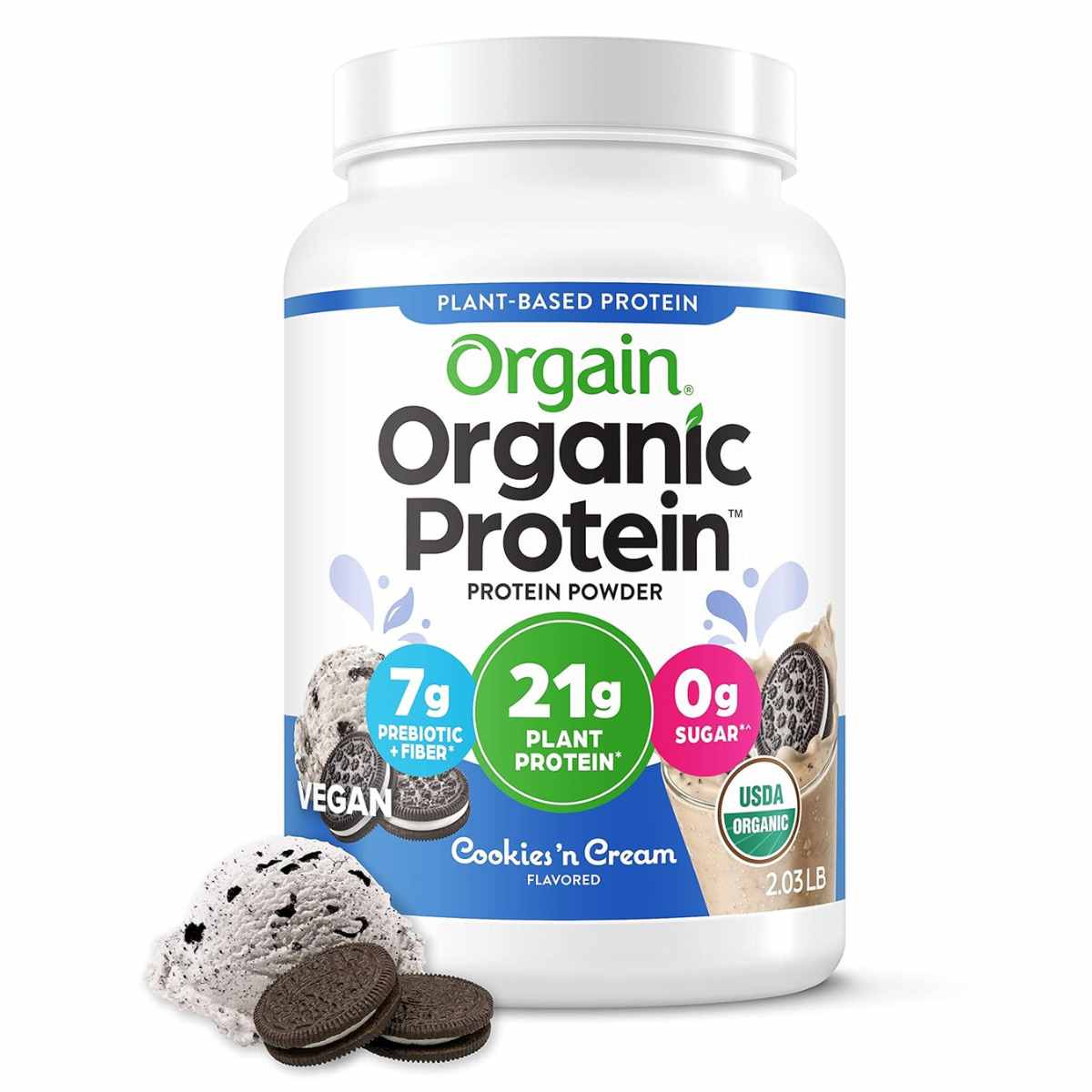 Orgain Proteína Orgánica 21 g - Sabor Galletas y Crema - 920 g - Haz Tu Pedido