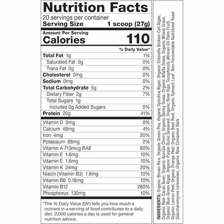 Dr. Schulze's Super Proteína Vegana - 540 g - Tabla Nutricional - Haz Tu Pedido