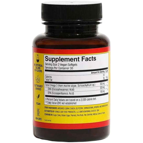Bragg Omega 3 Algas Marinas 550 mg - 60 Cápsulas Blandas Veganas - Tabla Nutricional - Haz Tu Pedido