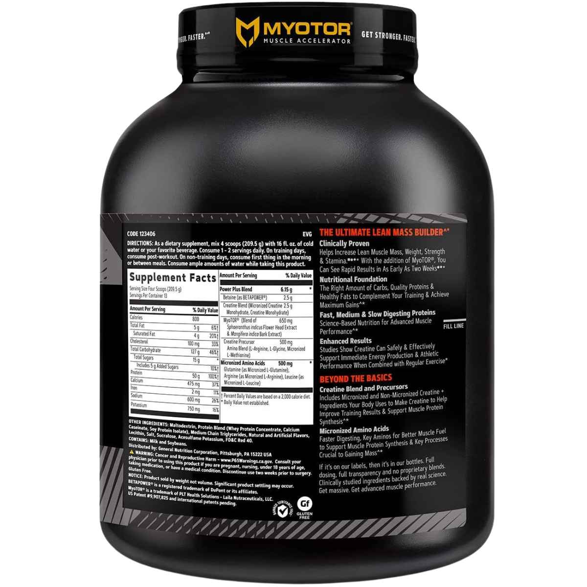 GNC MASS XXX™ con MyoTor® Proteína para Ganancia Muscular - Sabor Fresa - 2724 g - Tabla Nutricional - Haz Tu Pedido