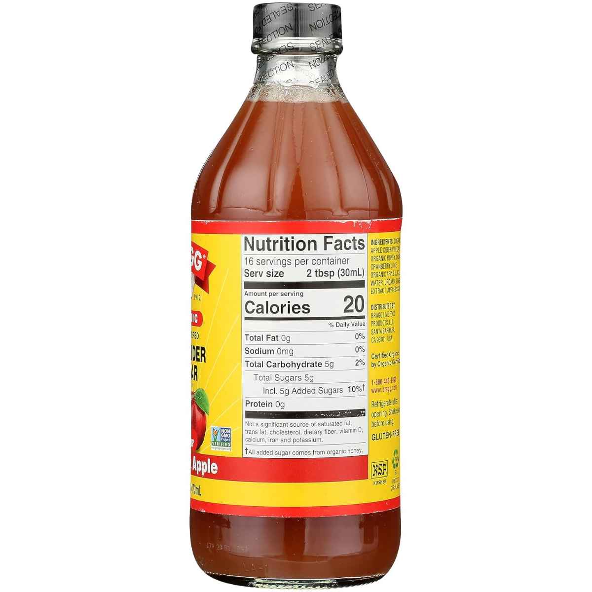Bragg Vinagre de Sidra de Manzana - Sabor Arándano Rojo - 473 ml - Tabla Nutricional - Haz Tu Pedido