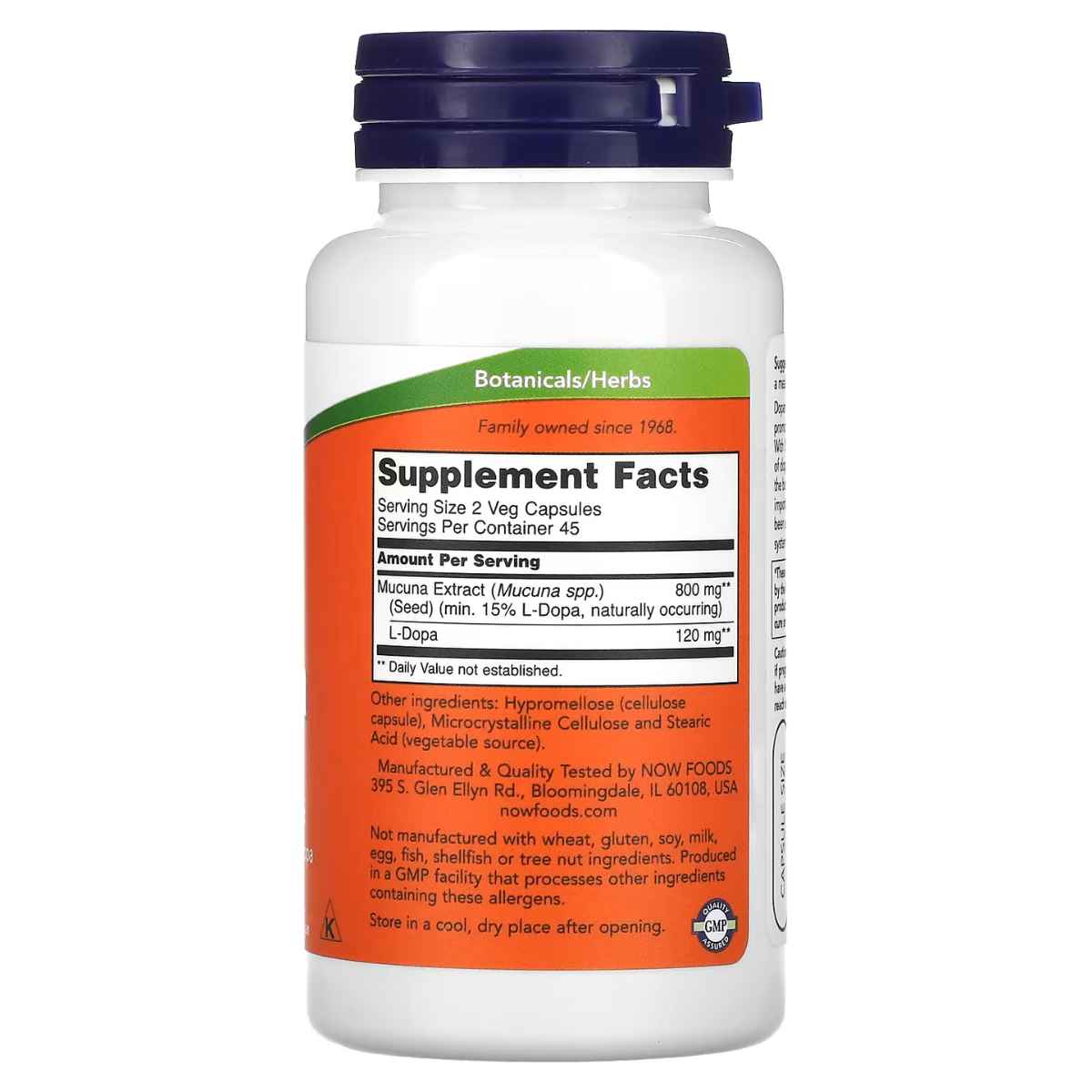 NOW Foods Mucuna - 90 Cápsulas Vegetarianas - Tabla Nutricional - Haz Tu Pedido