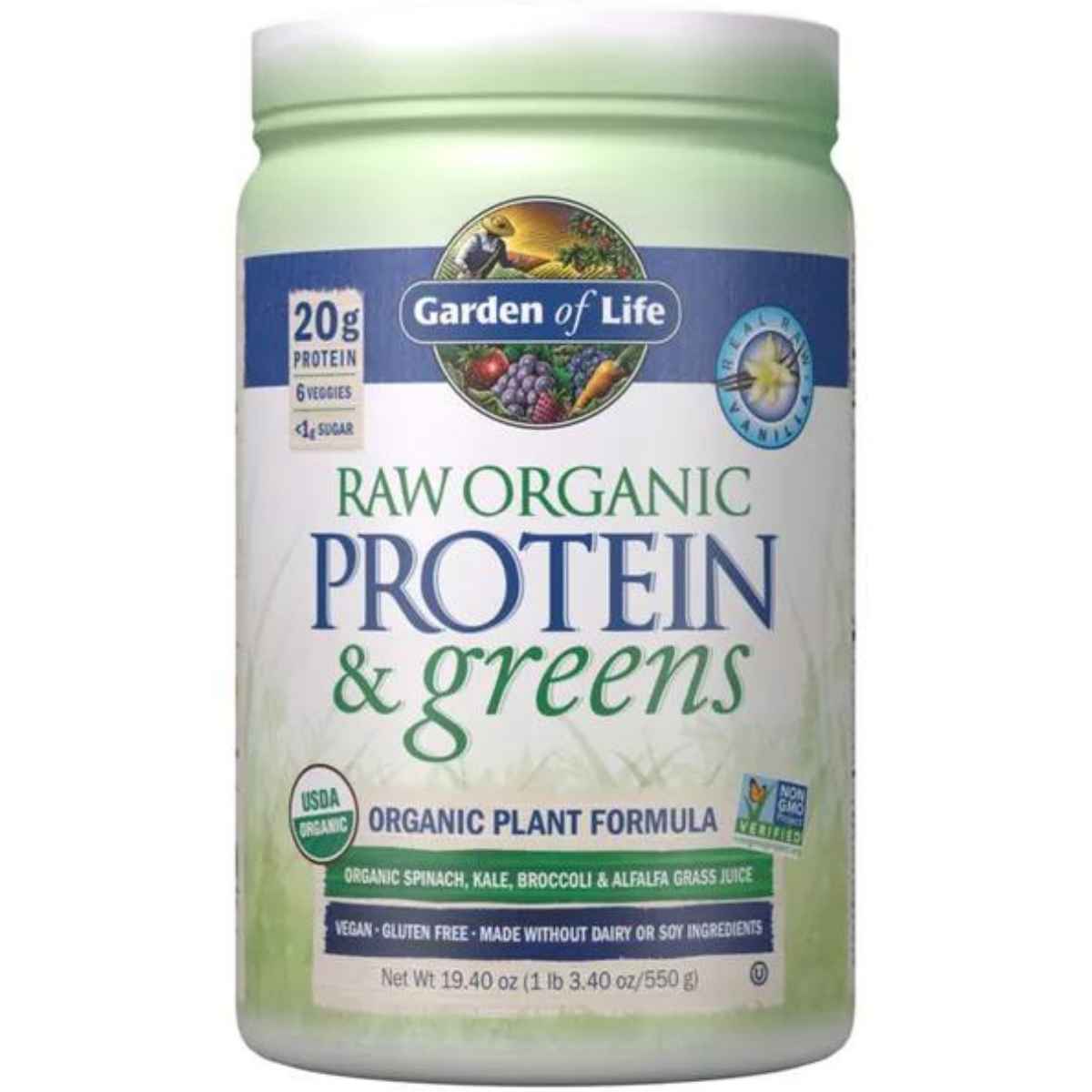 Garden of Life Proteína Orgánica Cruda y Verduras 20 g - Sabor Vainilla - 550 g - Haz Tu Pedido