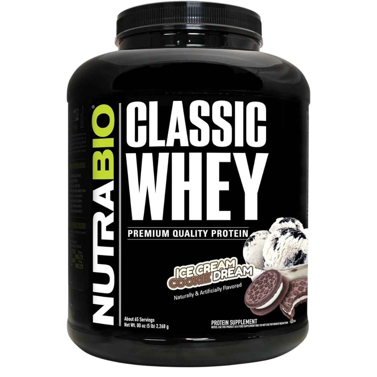 NutraBio Proteína de Suero Clásica - Sabor Helado de sueño de Galleta - 5 polvo - Haz Tu Pedido